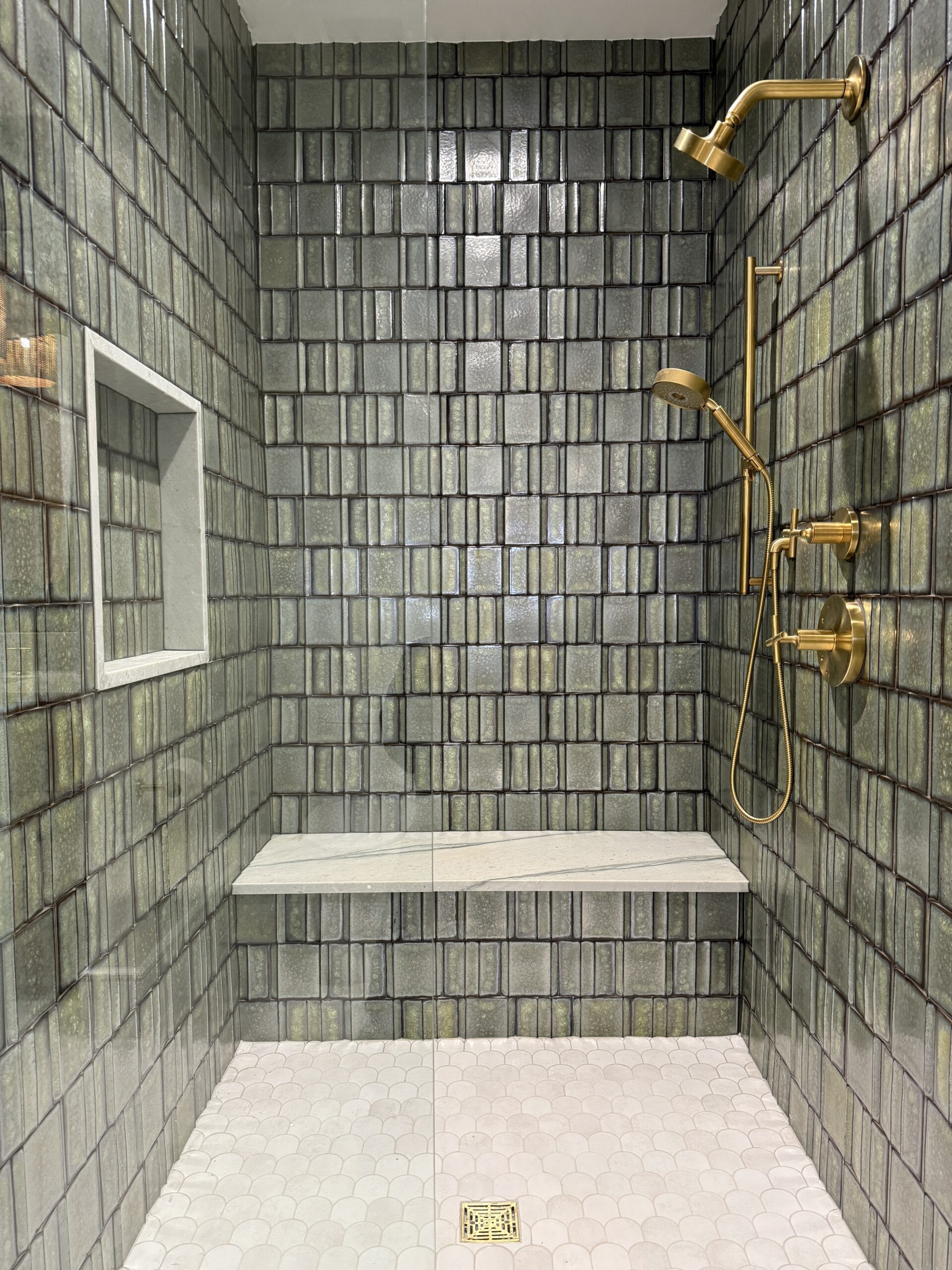 Walk-in shower finished with premium shower tile